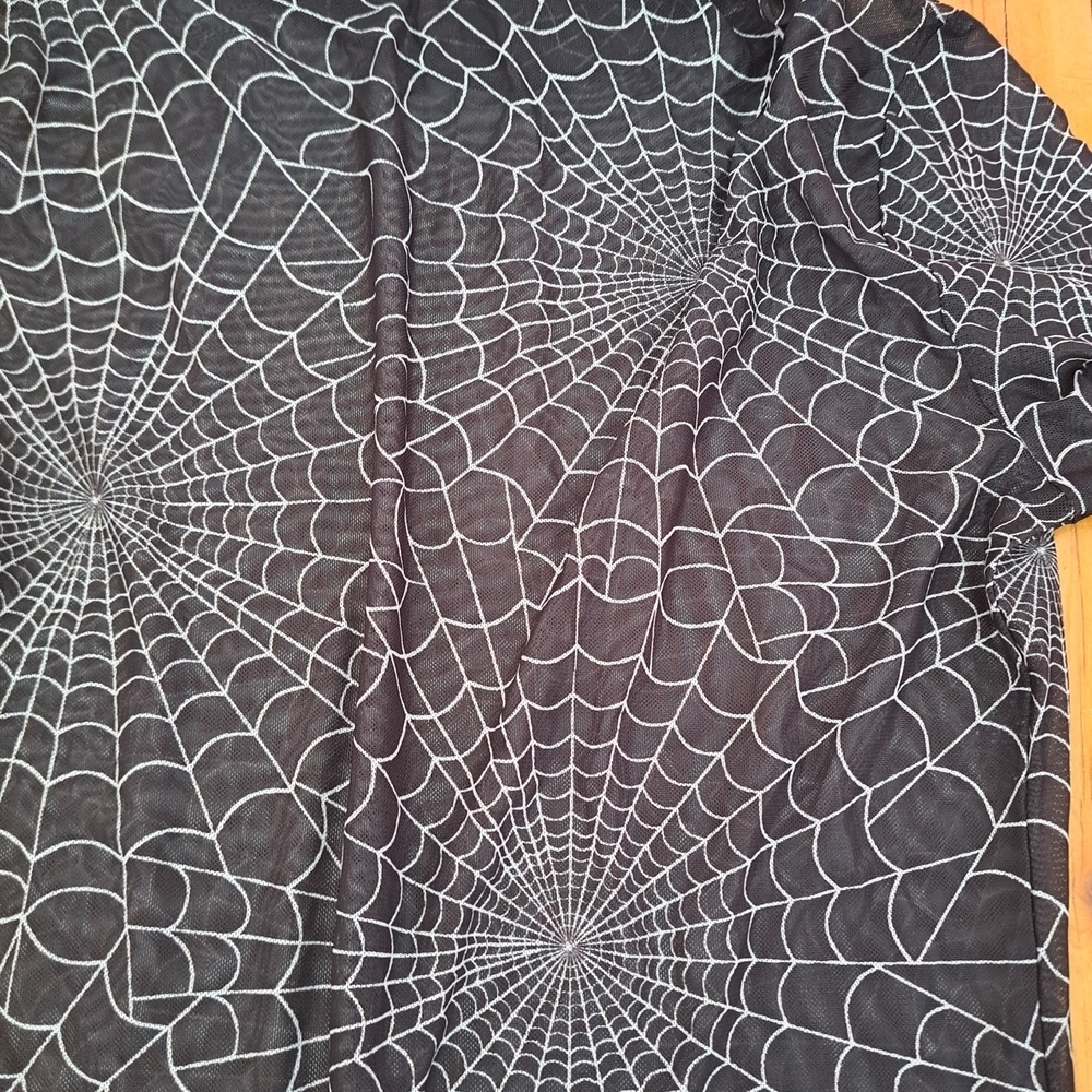 Women's Black Spiderweb Print Long Sleeve Top Mesh XS S - Picture 2 of 7